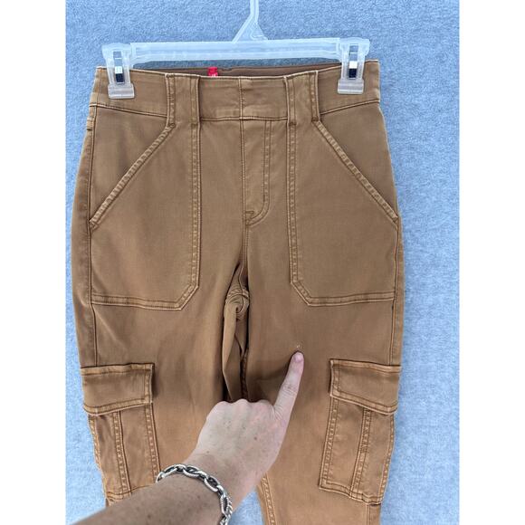 Spanx Womens sz S Stretch Twill Cargo Pants Ankle Jogger Khaki Utility High Rise - Picture 3 of 9